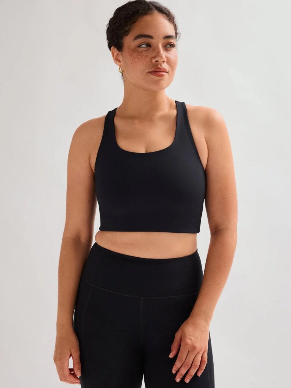Girlfriend Collective Paloma Racerback Sports Bra Black Size L Longline